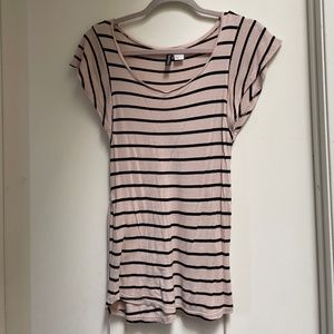 Striped flutter sleeve shirt
